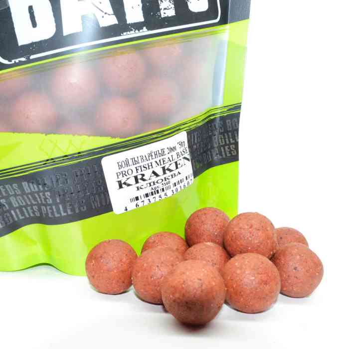 Бойлы варёные MINENKO (Клюква) PRO FISH MEAL KRAKEN 20мм (Zip-lock)