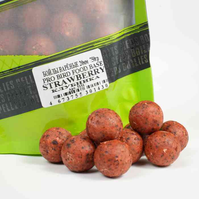 Бойлы варёные клубника PRO BIRD FOOD д18 мм